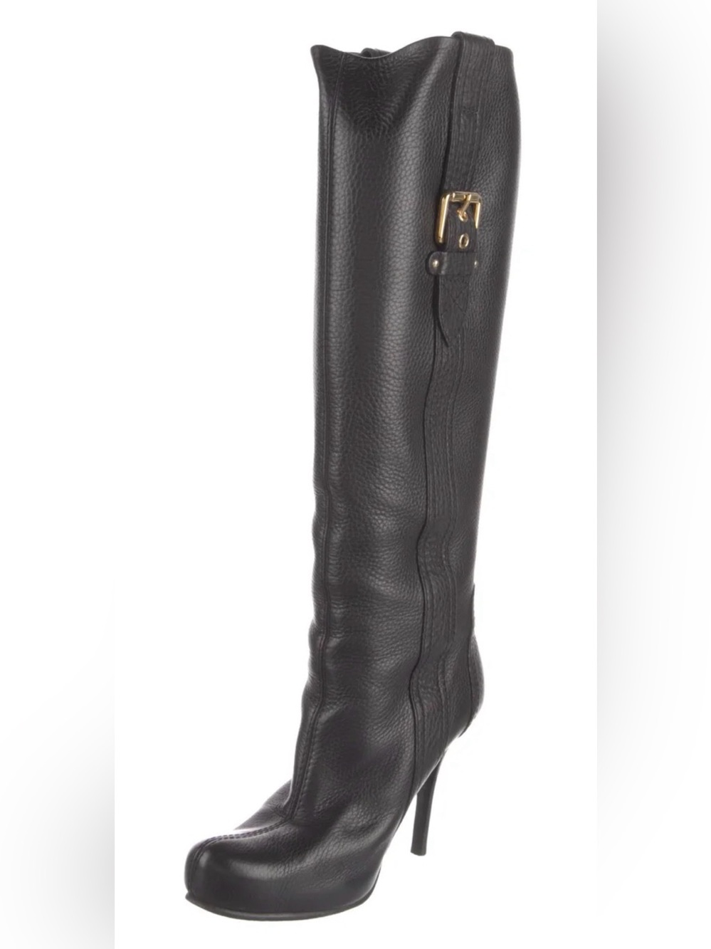 Authentic Louis Vuitton Leather Women's Classic Black Leather Knee-High Boots